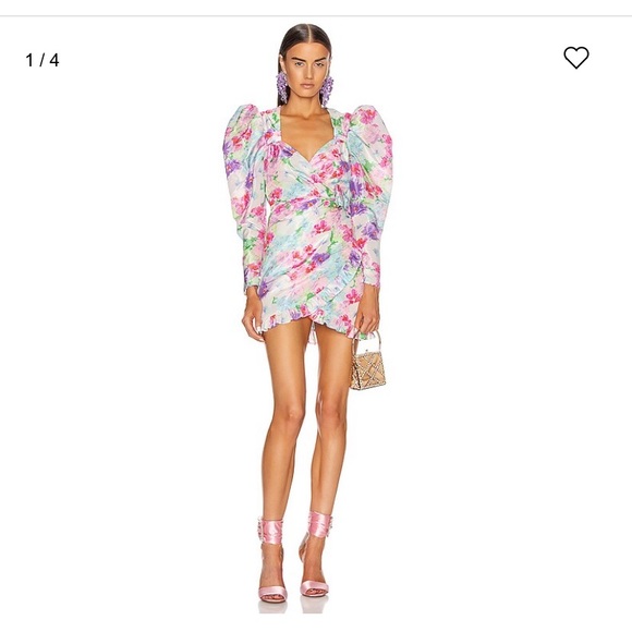 Alessandra Rich Floral Print Mini Dress in Pink - Picture 1 of 3